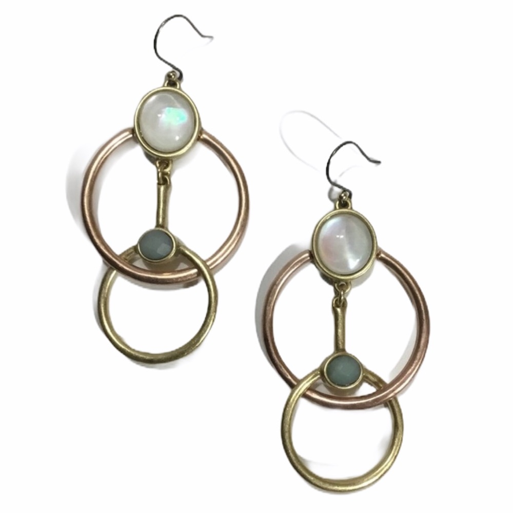 Unique Boho Stone & copper colored earrings